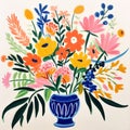 Colorful Folk Art Inspired Bouquet In A Minimalistic Vase