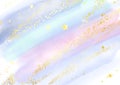 Pastel watercolour background with glittery gold stars and confetti 2203