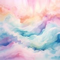 Ocean Wave Serenity Pastel Watercolor Background