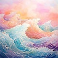 Ocean Wave Pastel Serenity Watercolor Background