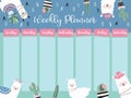 Pastel weekly planner with llama,star