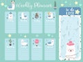 Pastel weekly planner with llama,star