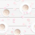Pastel white morning seamless background vector illustration with coffee cup