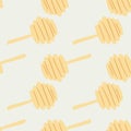 Pastel yellow honeyspoon simple seamless pattern. Light pale background