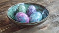 Pastele easter eggs in a bowl