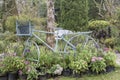 Pastels steel bicycle decorate in the garden Royalty Free Stock Photo