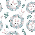 Paster cute Easter background with eggs in nest Royalty Free Stock Photo