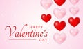Paster Pink and Red Happy Valentine`s Day Illustration with Heart Ornaments Royalty Free Stock Photo