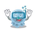 Pasteurella mascot design swims with diving glasses