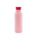 Pasteurized Strawberry milk isolated on white background with Clipping Path