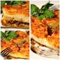 Pastitsio close up collage Royalty Free Stock Photo