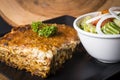 Pastitsio Greek style pasta served with salad