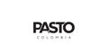 Pasto in the Colombia emblem. The design features a geometric style, vector illustration with bold typography in a modern font.