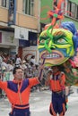 PASTO COLOMBIA- 6 ENERO 2017:Carnival black and white disguised man