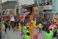 PASTO COLOMBIA- 6 ENERO 2017:Carnival black and white disguised man parade