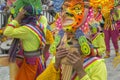 PASTO COLOMBIA- 6 ENERO 2017:Carnival black and white disguised man