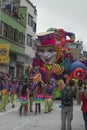 PASTO COLOMBIA- 6 ENERO 2017:Carnival black and white float moster