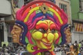 PASTO COLOMBIA- 6 ENERO 2017:Carnival black and white spectator and moster parade