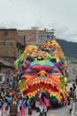 PASTO COLOMBIA- 6 ENERO 2017:Carnival black and white spectator and moster