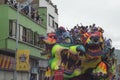 PASTO COLOMBIA- 6 ENERO 2017:Carnival black and white spectator and moster