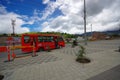 PASTO, COLOMBIA - JULY 3, 2016: public bus with some passenger inside driving trough the city