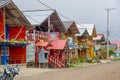 PASTO, COLOMBIA - JULY 3, 2016: some colorfull shops located on the shore of la cocha lake