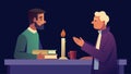 The pastor and congregant engage in a deep meaningful conversation their faces illuminated by the warm glow of a candle Royalty Free Stock Photo