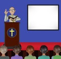 Pastor Teaching God Words On Stage Illustration