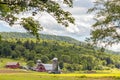 Pastoral farm scene with Green Mountains, Vermont Royalty Free Stock Photo