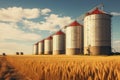 Pastoral Grain silos countryside. Generate Ai
