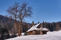 Pastoral hut in snow clearing in the winter Royalty Free Stock Photo