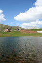 Pastoral village in mountains