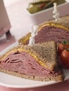 Pastrami on Rye Bread with Mustard Royalty Free Stock Photo