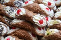 pastries with cherry called SICILIAN CANNOLI which are the typic Royalty Free Stock Photo