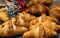 pastries and croissants with chocolate chips Royalty Free Stock Photo