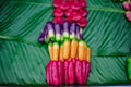 Pastries made with colorful fruit molds are sold at Ban Chak Ngaew Chinese Community Market