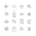 Pastry business line icons collection. Croissants, Scs, Donuts, Danish, Cannoli, Macarons, Puff pastry vector and linear