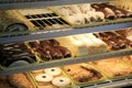 Pastry case at bakery