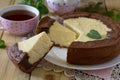 Pastry with cheese and chocolate cheesecake