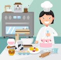 Pastry chef decorates a cake Royalty Free Stock Photo