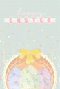 Pastry colored easter week invitational card wooden basket with eggs Vector