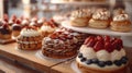 Pastry composition in bakery,food styling Royalty Free Stock Photo