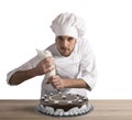 Pastry cook prepares a cake Royalty Free Stock Photo