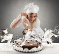 Pastry cook prepares a cake Royalty Free Stock Photo