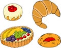 Pastry, croissants, fruit tart, bagel and jam-filled pastry Royalty Free Stock Photo