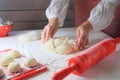 The pastry with flour and wheat ears Royalty Free Stock Photo