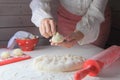 The pastry with flour and wheat ears Royalty Free Stock Photo