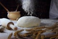 The pastry with flour and wheat ears Royalty Free Stock Photo