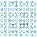 100 pastry icons set, flat style