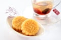 A pastry with mostly sweet fillings made for the Moon Festival, hence loosely translated as a moon cake or mung bean pastry.